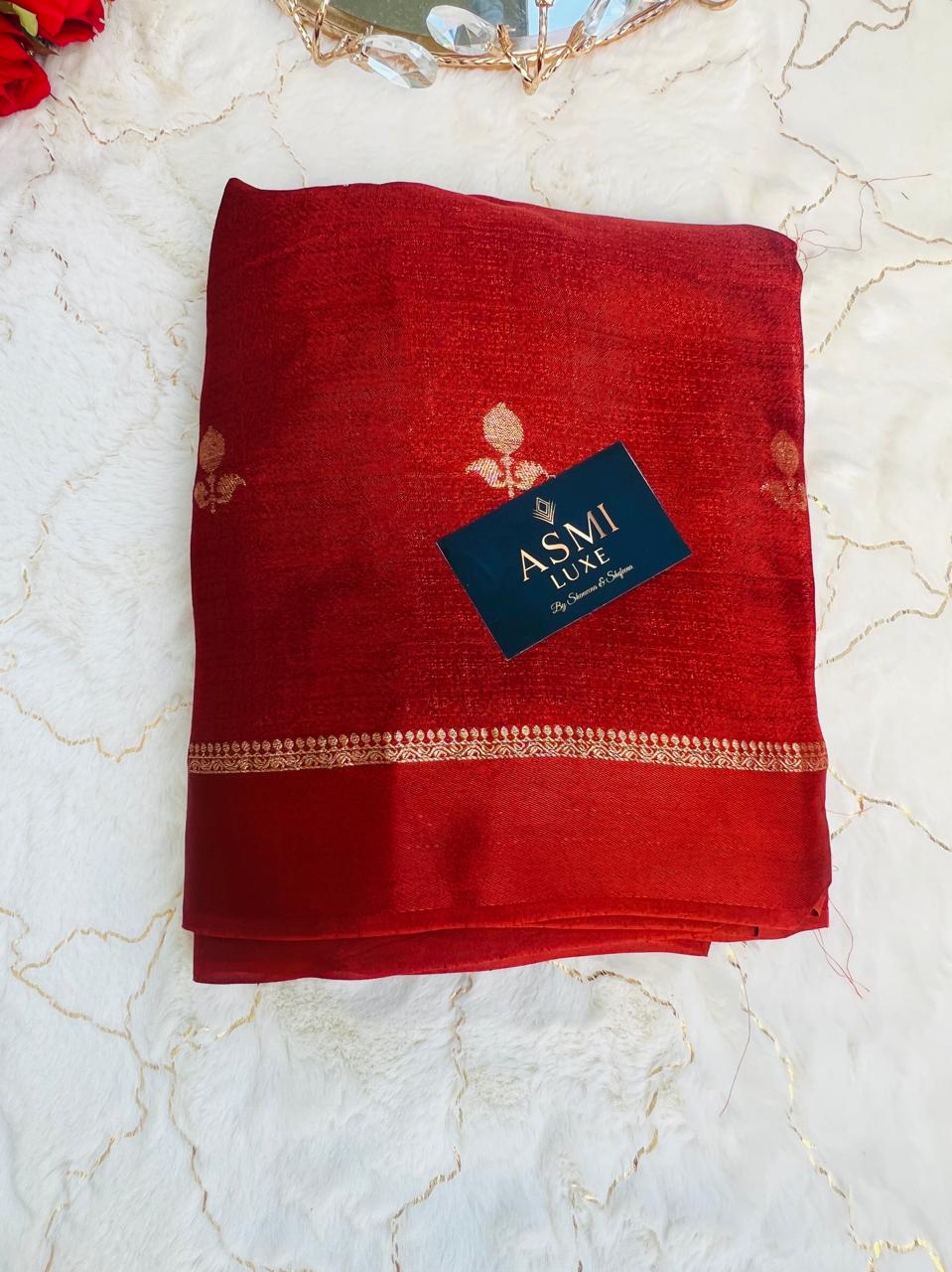 Pure Soft Viscose Khadi Silk Saree (Copper)
