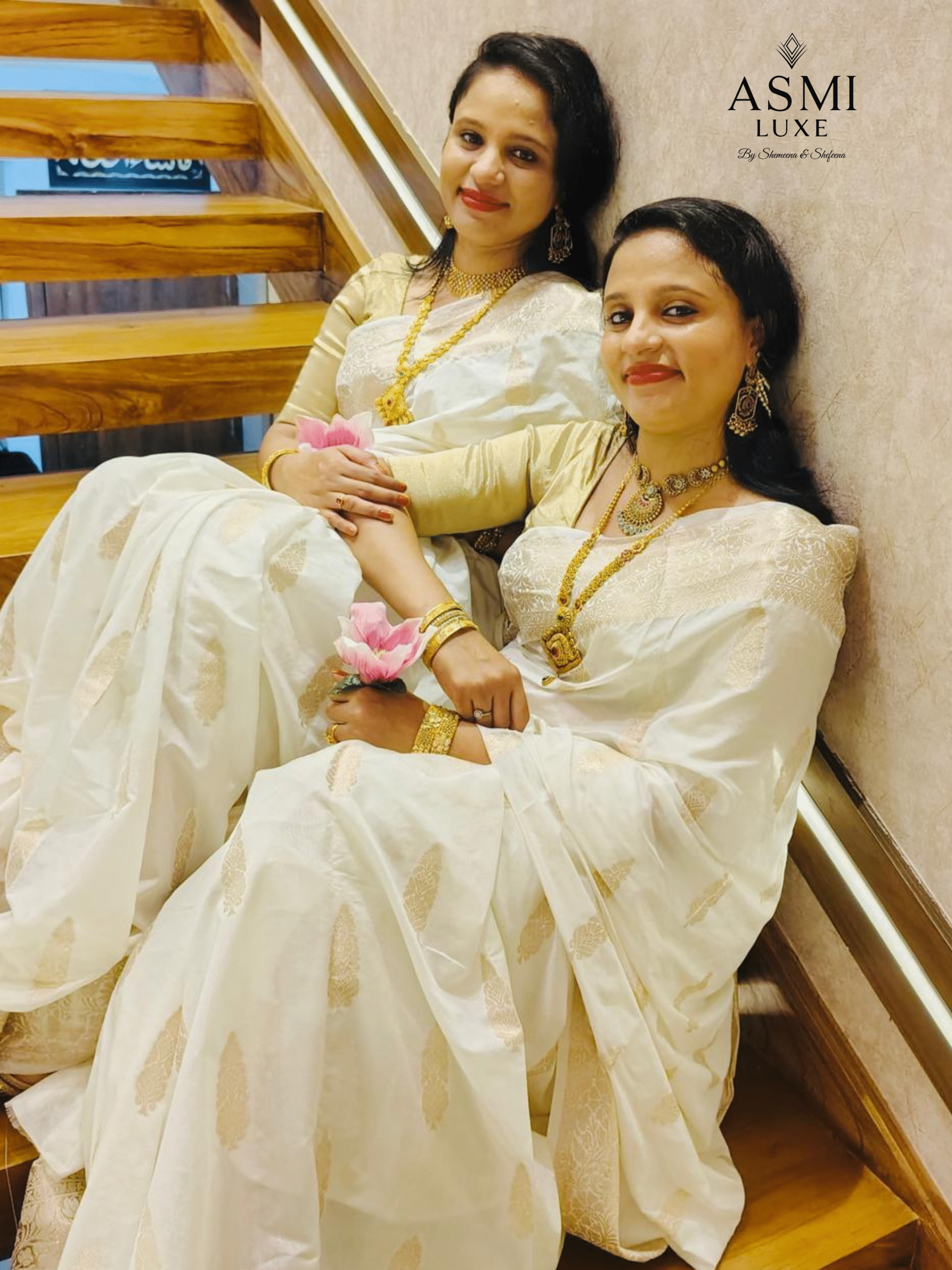 Banarasi Warm Silk Sarees (Jamdani Design, Off white & Gold)