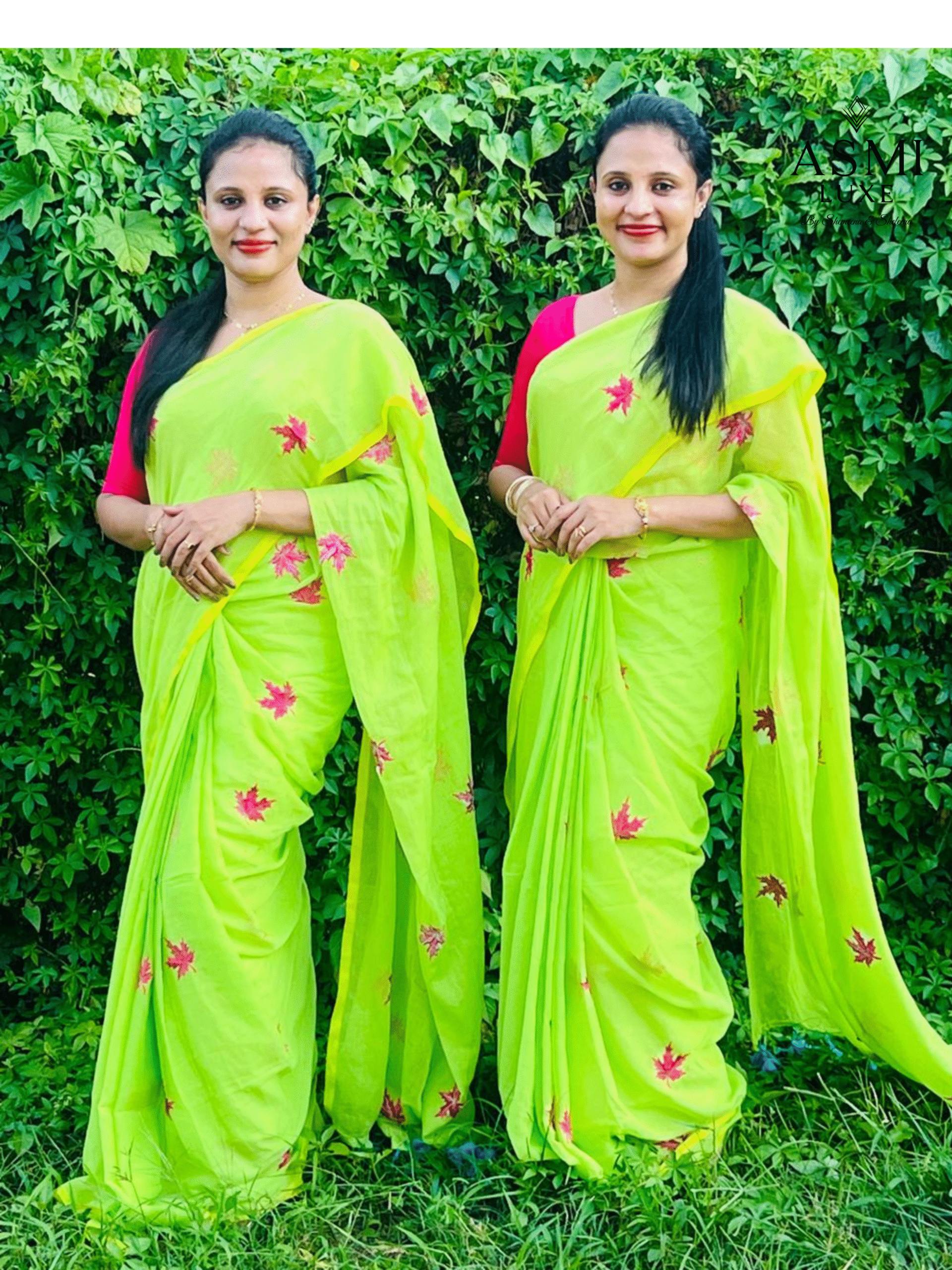 Mulmul Cotton Leaf Embed Work (Green)