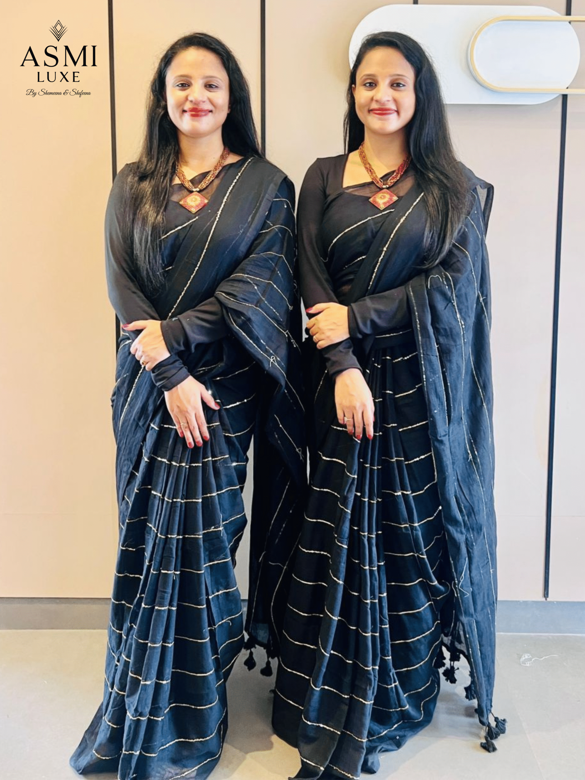 Mulmul Cotton Zari work (Black)