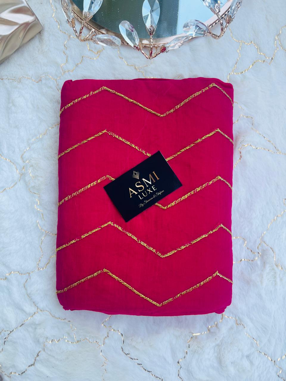 Mulmul Cotton Wave Design (Magenta)