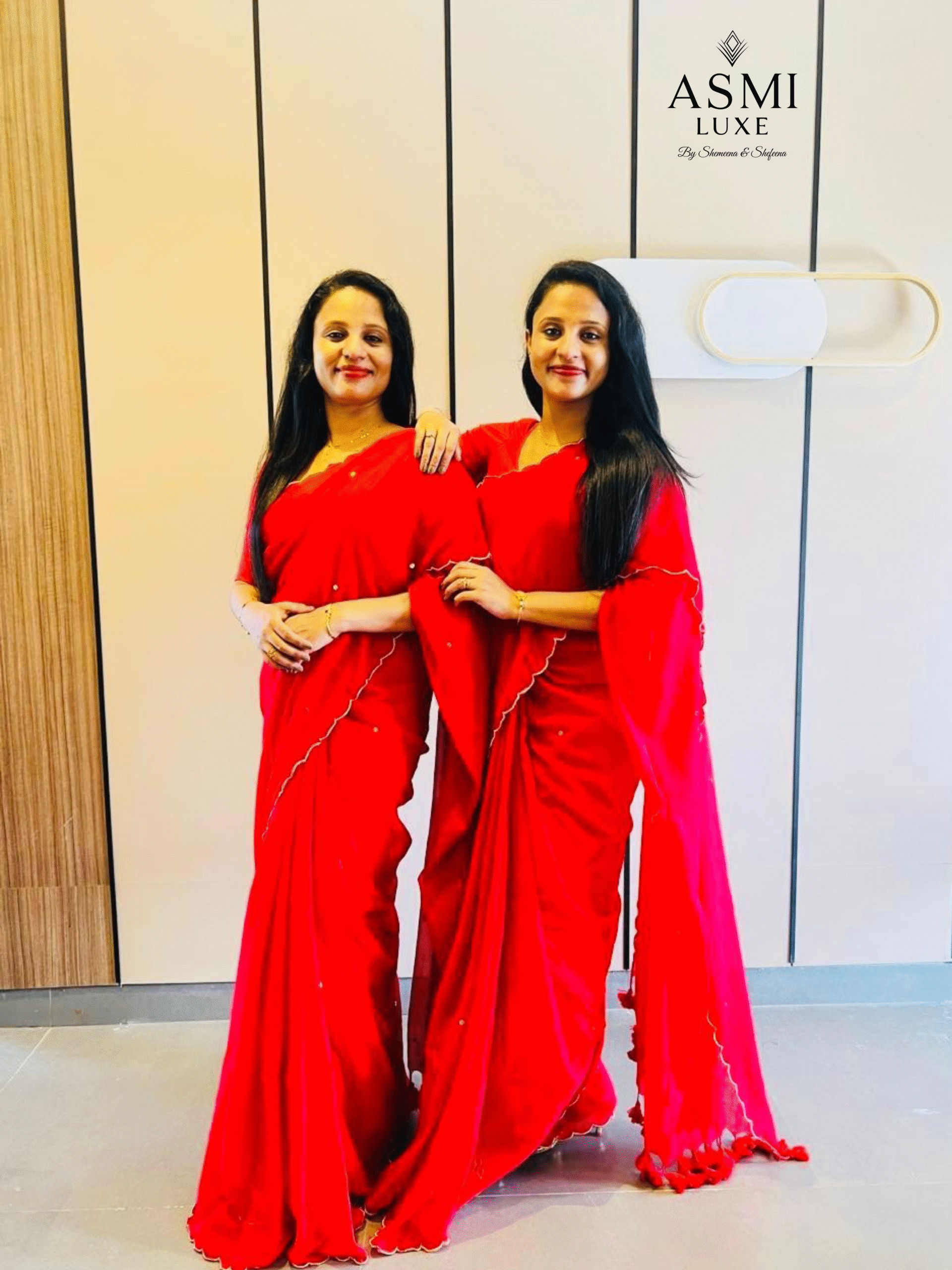 Mulmul Cotton Sequin Saree (Red)